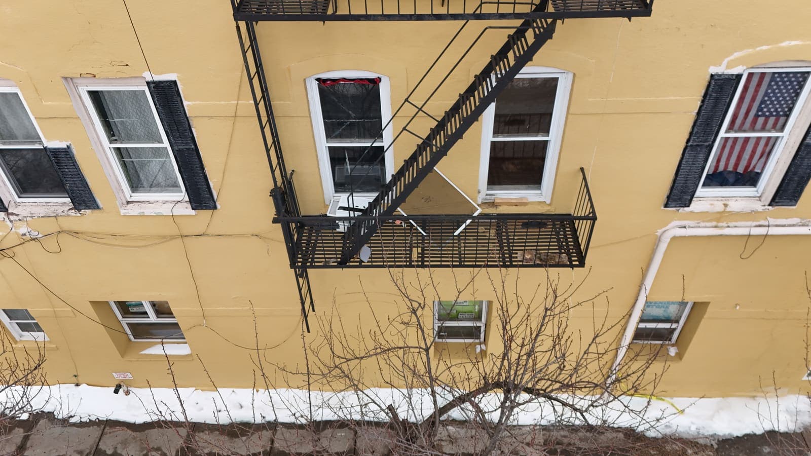 Drone field photograph, plate 020, 2026-02-03, New Jersey fire escape inspection by Oyster Fire Escape Inspections