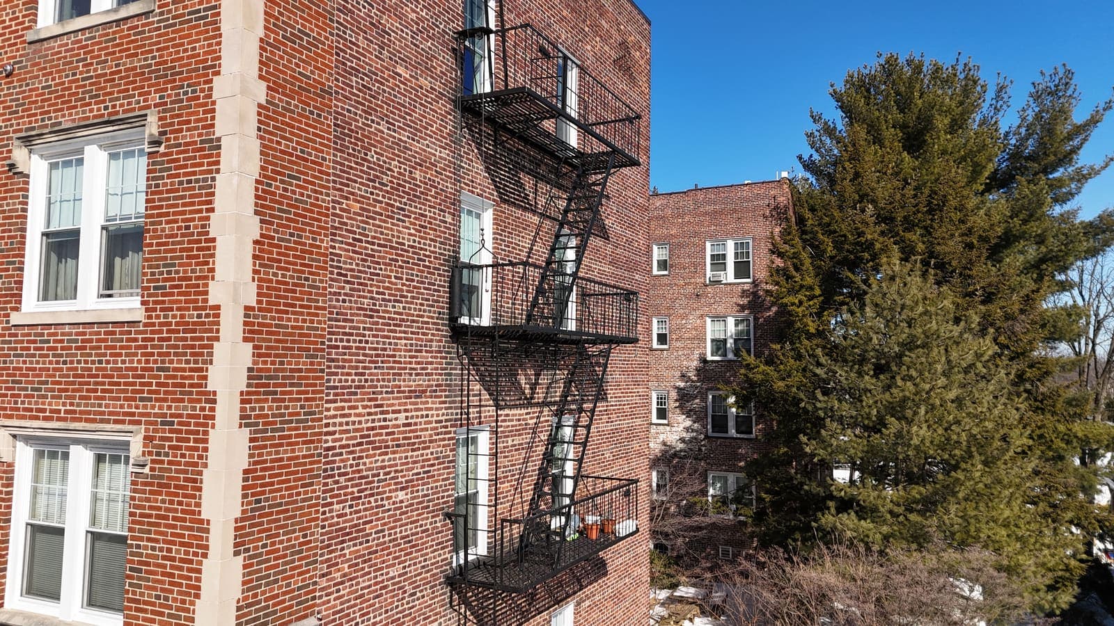 Drone field photograph, plate 027, 2026-02-05, New Jersey fire escape inspection by Oyster Fire Escape Inspections
