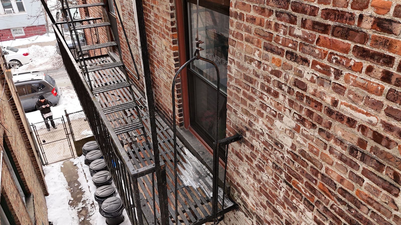 Drone field photograph, plate 034, 2026-02-06, New Jersey fire escape inspection by Oyster Fire Escape Inspections