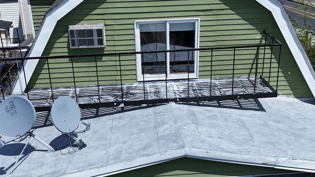Drone field photograph, plate 107, 2026-04-23, New Jersey fire escape inspection by Oyster Fire Escape Inspections