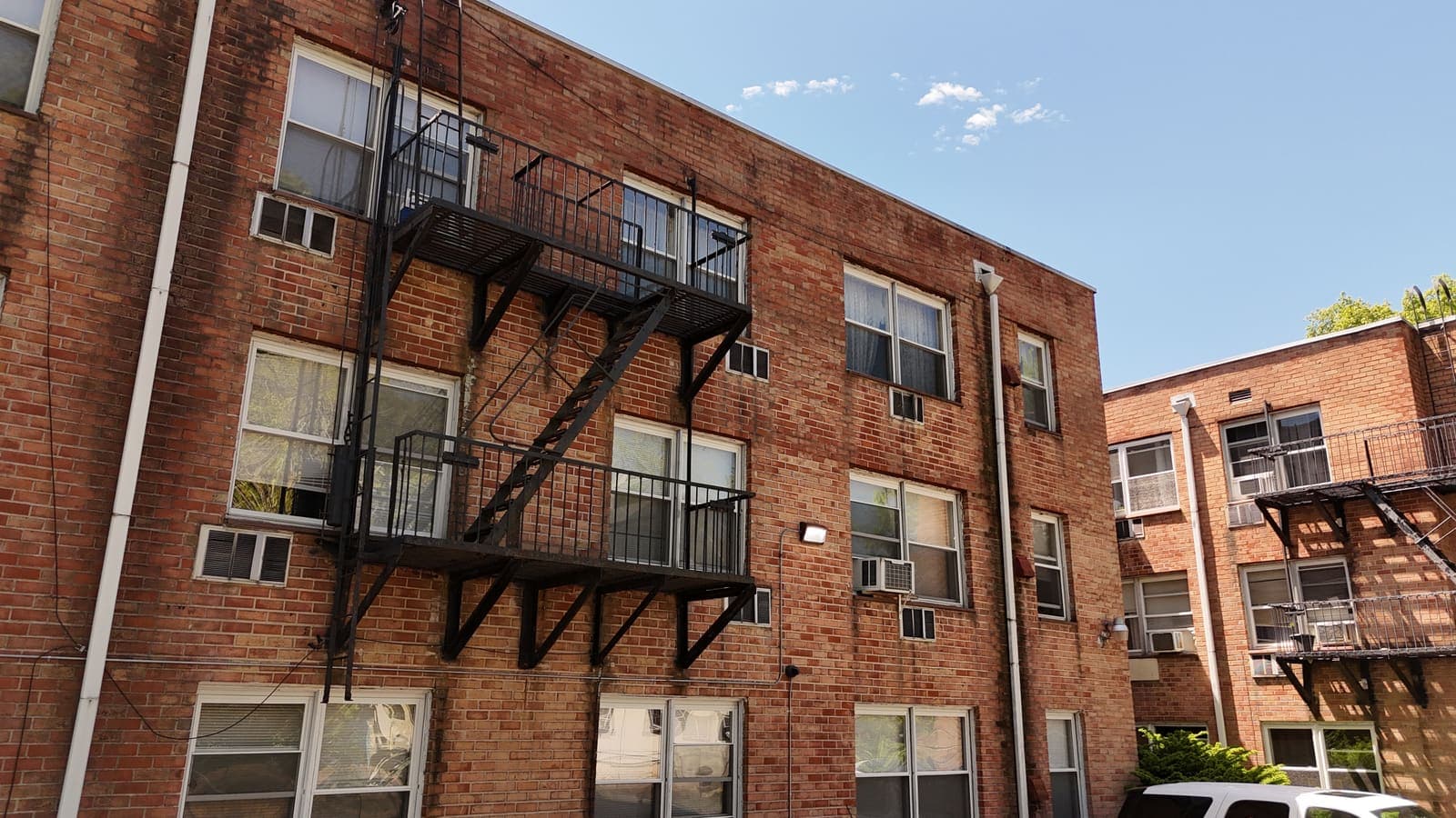Drone field photograph, plate 127, 2026-05-07, New Jersey fire escape inspection by Oyster Fire Escape Inspections