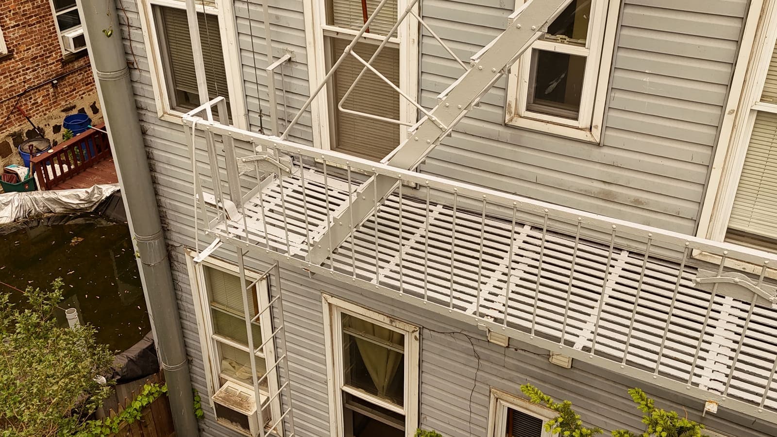 Drone field photograph, plate 134, 2026-05-11, New Jersey fire escape inspection by Oyster Fire Escape Inspections